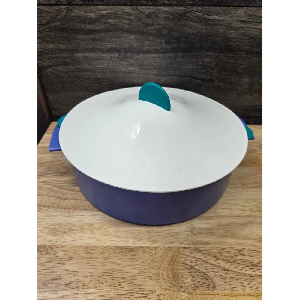 Tupperware Multi Server Steamer Purple Teal White 3 Piece Set 3066A-1 Vintage